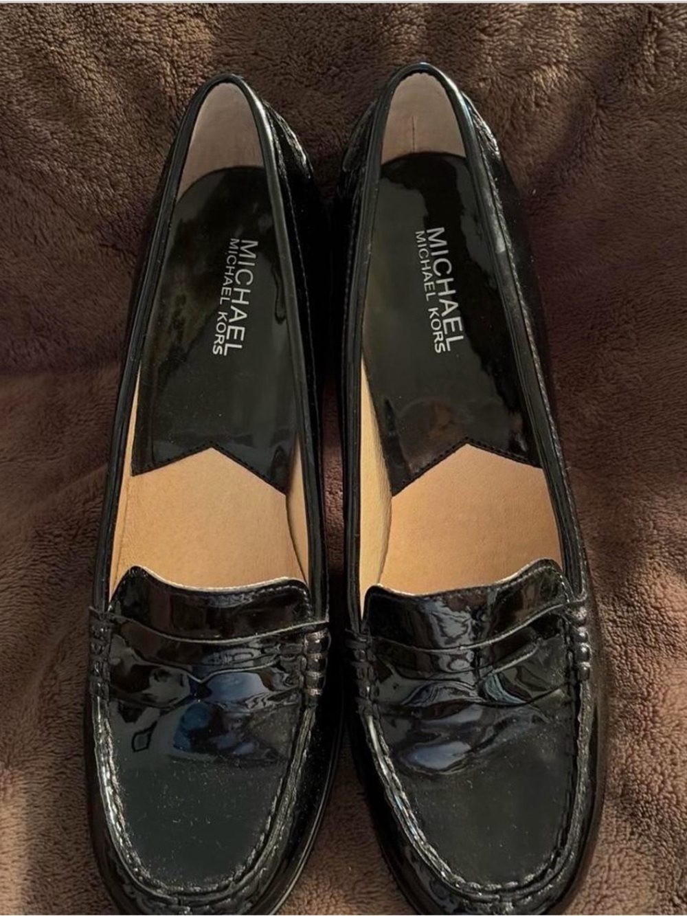 Michael Kors Black Patent Leather Penny Loafers